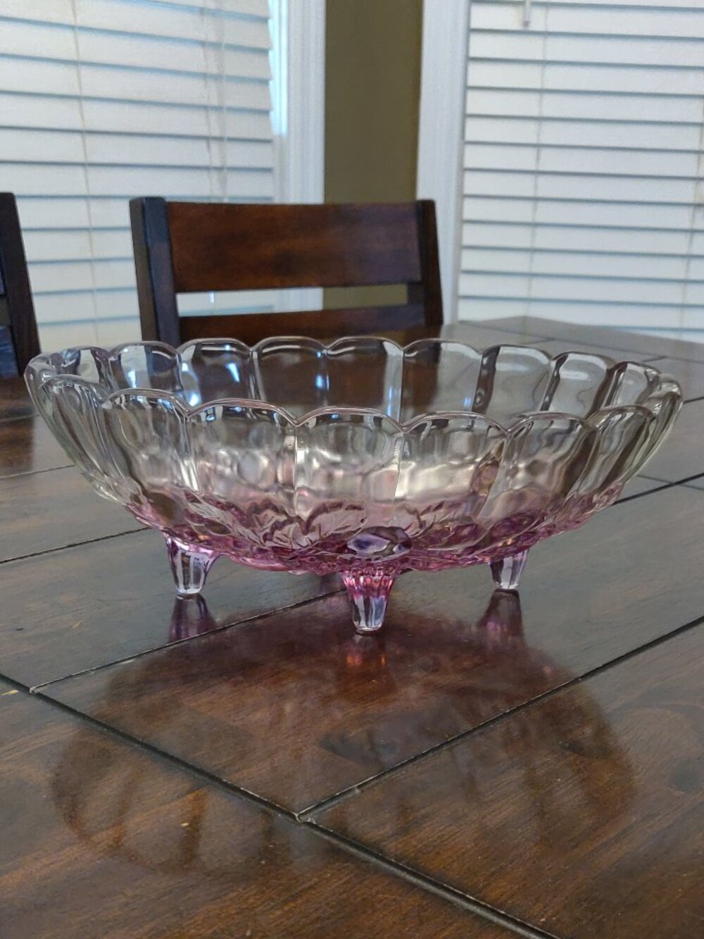 Indiana Glass Vintage Pink Glass Footed Oval Fruit Bowl